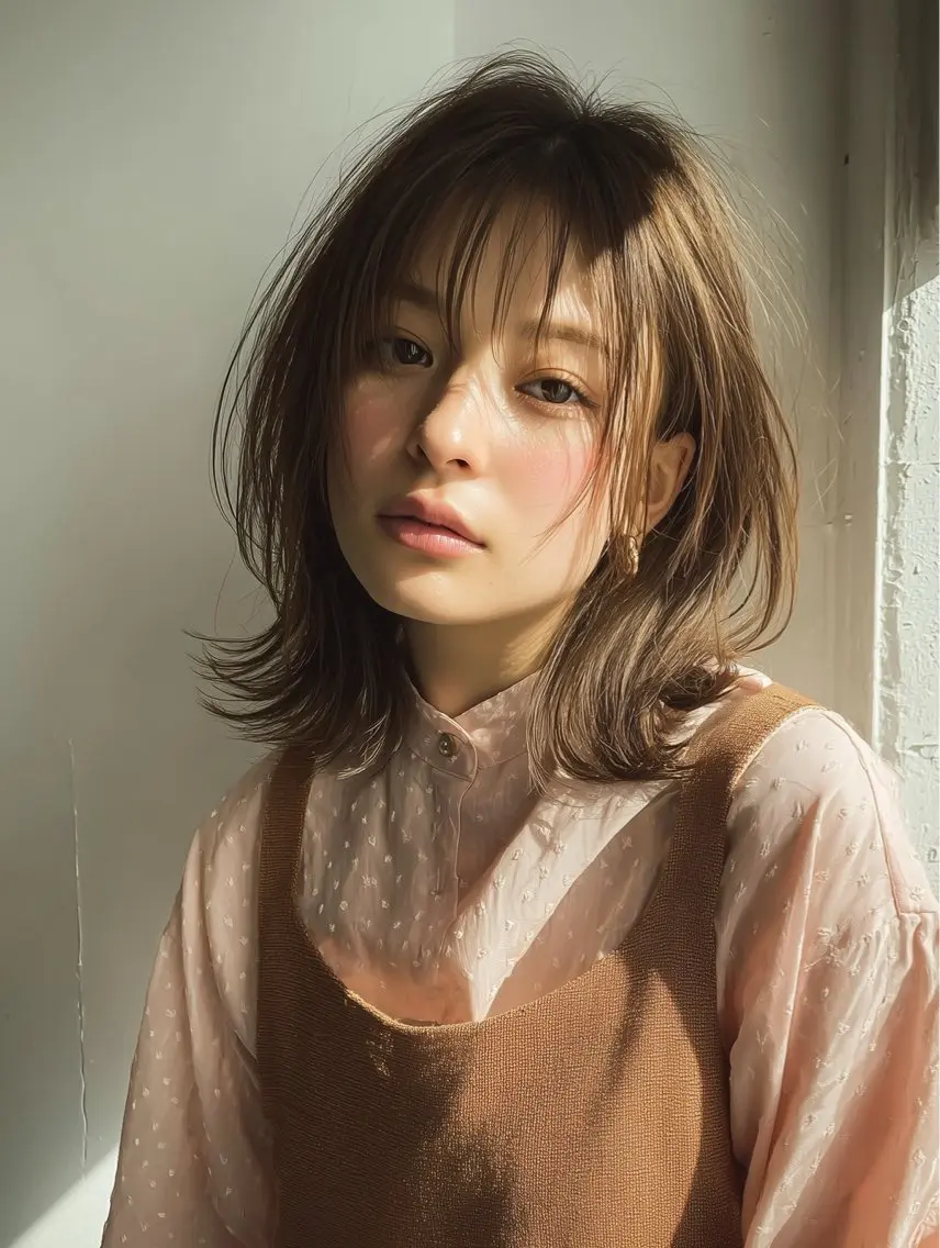 ミディアム カット ヘアカラー トリートメント 似合わせ美髪ヘア✨ 天王寺.阿倍野🌈のヘアスタイル
