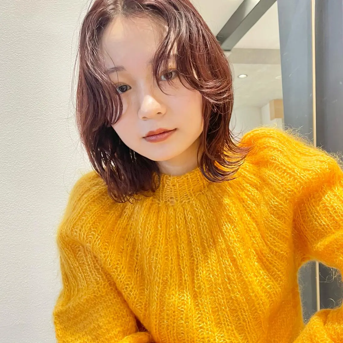 ミディアム カラー ブラウンカラー カシス カット ヘアカラー トリートメント 🍊暖色×顔周り 🍊cocoroのヘアスタイル