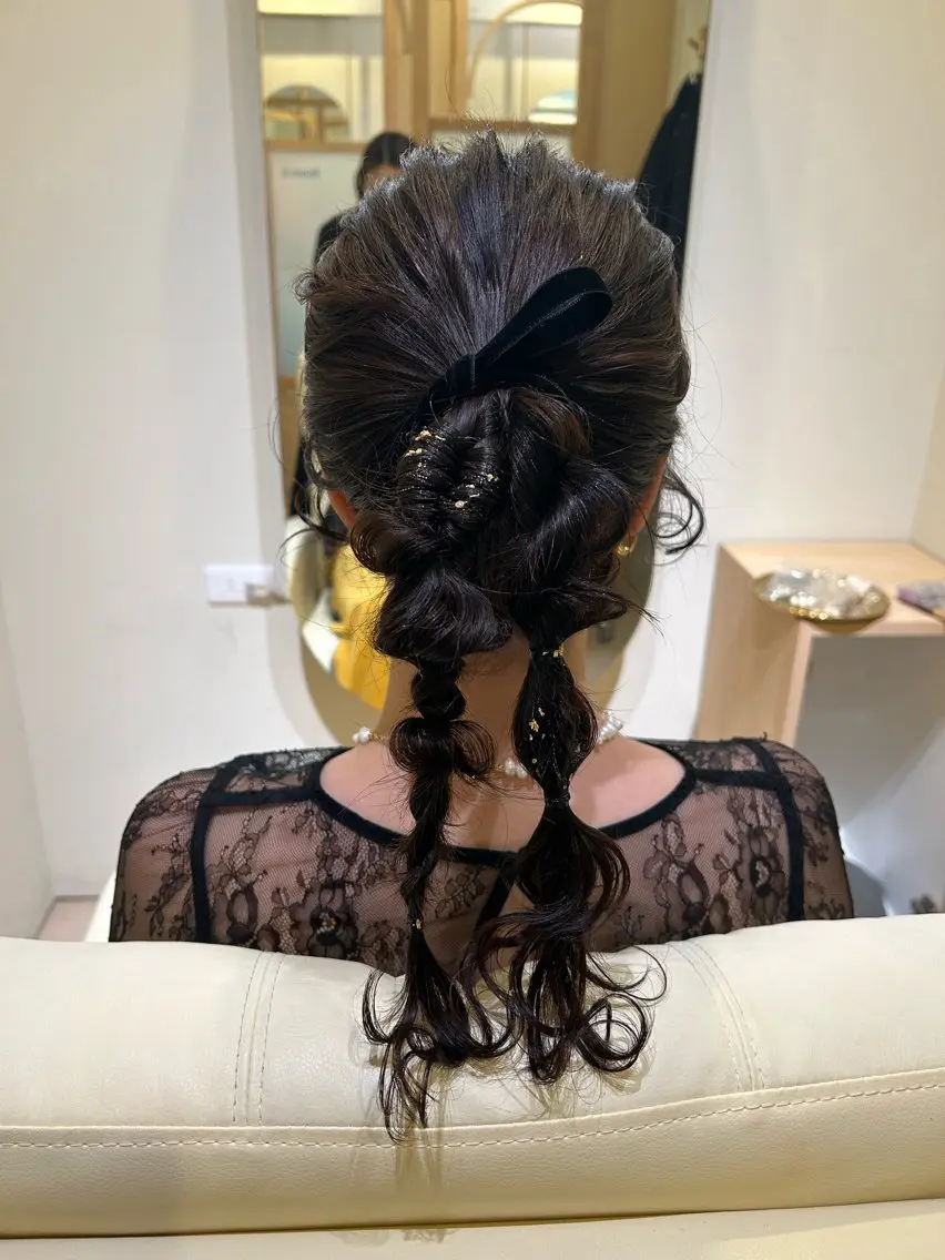 セミロング ヘアセット ボウ🪞ヘアセット /メイク/マツパのマツエク・マツパデザイン