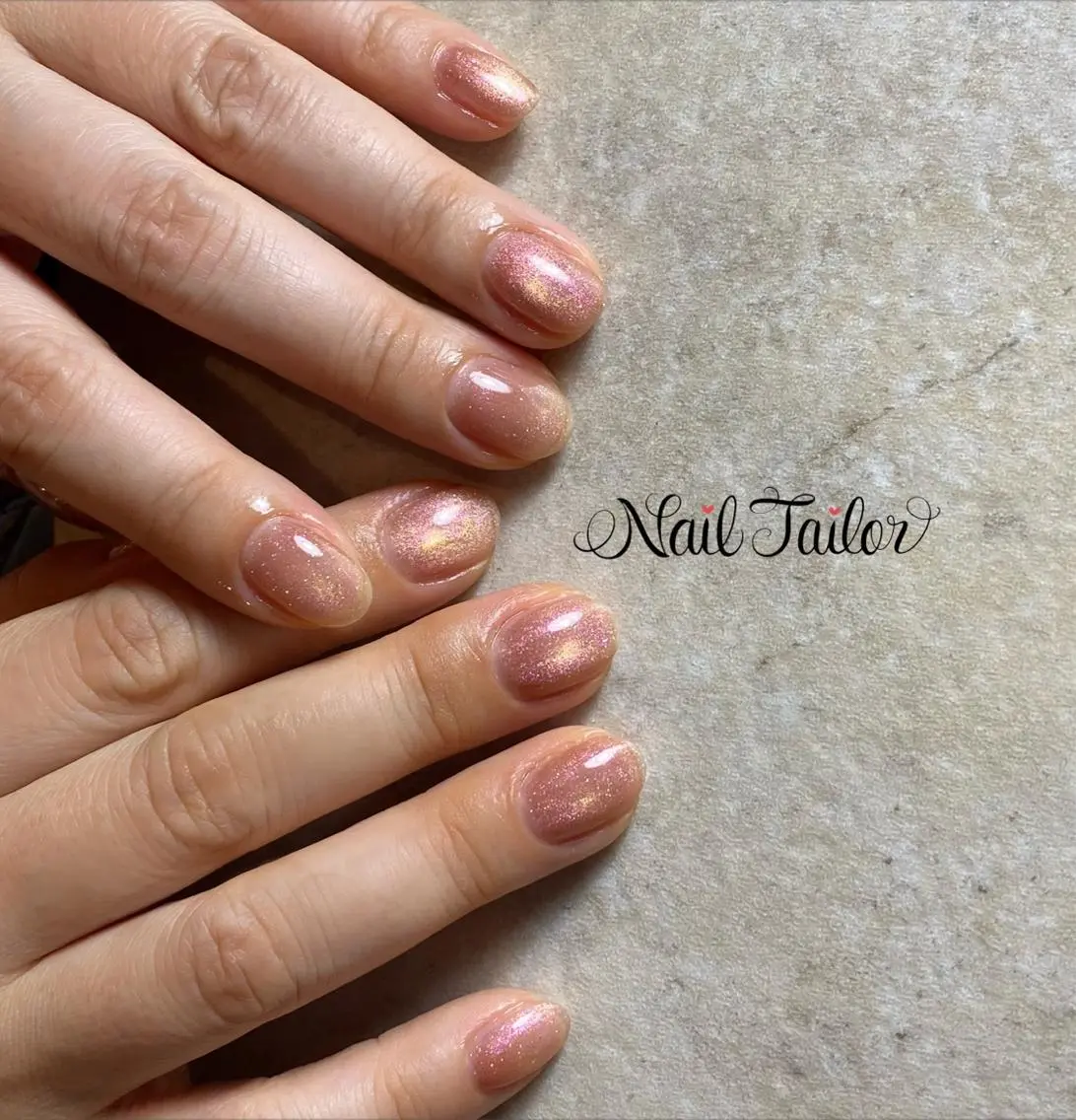 ネイル ブラウン 長さ出し フラッシュネイル ジェルネイル キラキラネイル ハンドネイル NailTailor ネイルテイラーのネイルデザイン