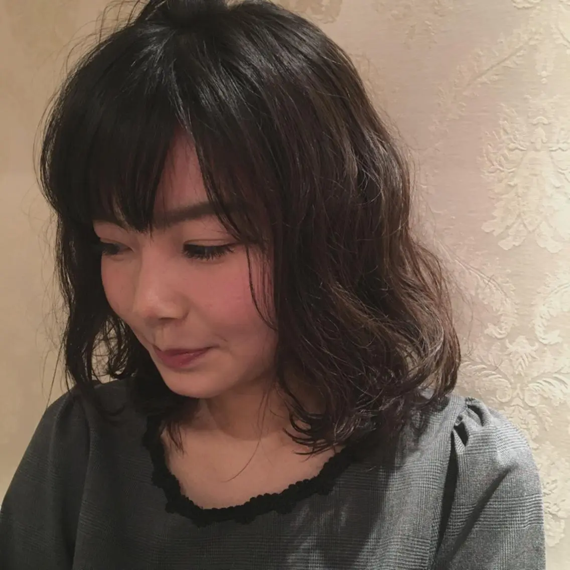 ミディアム パーマ 銀座🤍ボブ/ ミディアム/佐野夢美のヘアスタイル
