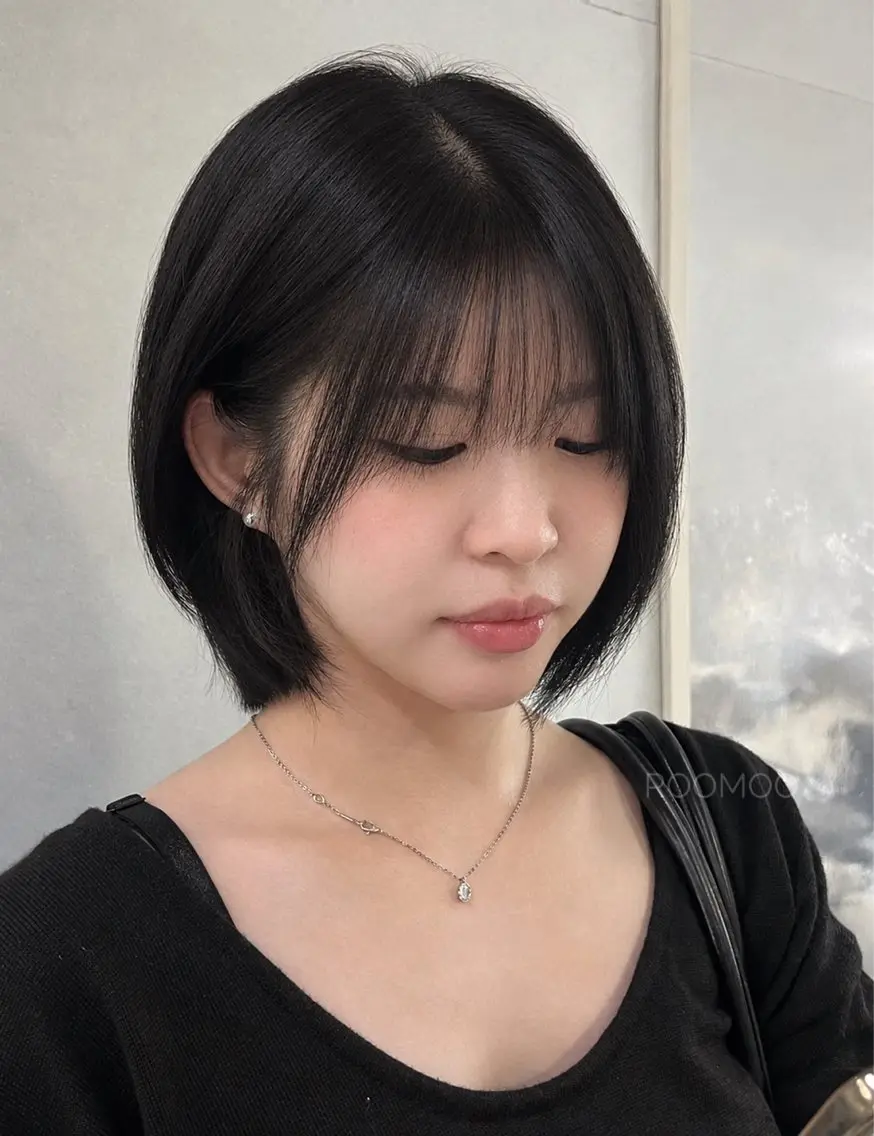 ショート ボブレイヤー ボブ 韓国風ヘア レイヤーカット カット 韓国ボブ/ハッシュ カットKIRAのヘアスタイル