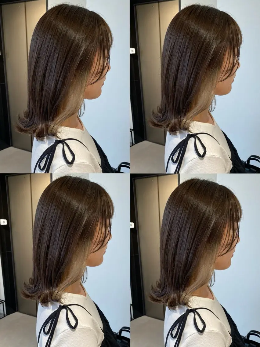 ミディアム カット ヘアカラー トリートメント fier_umeda 梨花 rifaのヘアスタイル