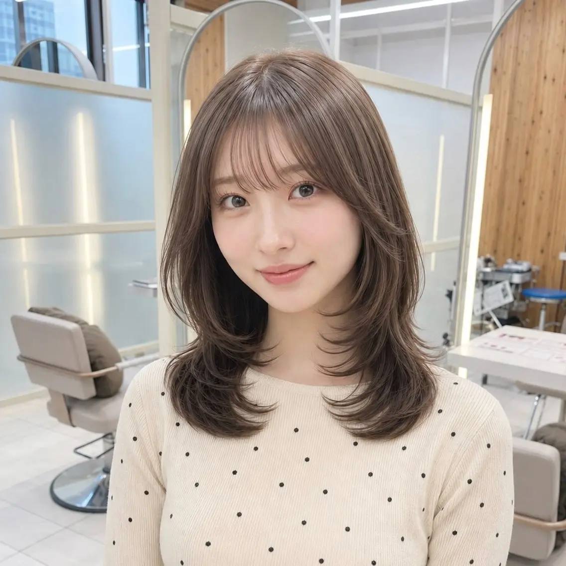 ミディアム カット トリートメント かなこ/ミディアム レイヤー/ワンカールのヘアスタイル