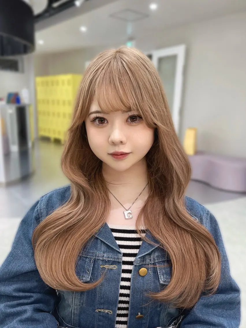 ロング カラー ベージュカラー ミルクティーベージュ MEI / ブリーチカラー/名駅のヘアスタイル
