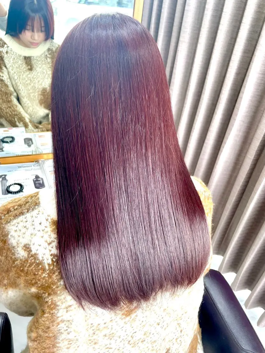 ロング カラー レッドカラー GRANDEUR natsukiのヘアスタイル