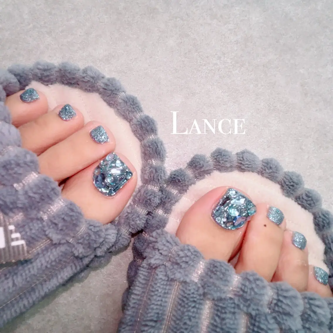 ネイル オーロラネイル フットネイル 氷ネイル・うるうるネイル キラキラネイル 韓国ネイル フットネイル Lance nailのネイルデザイン