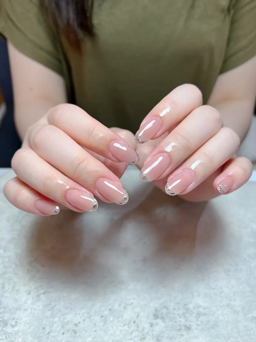 ネイル フレンチネイル ガラスフレンチ ピンク ハンドネイル r.nailBY α 大阪福島区/岸本🧸のネイルデザイン