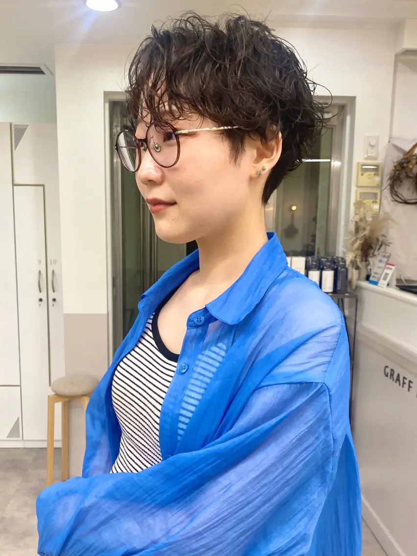 ショート パーマ カット パーマ 会田 渡夢のヘアスタイル