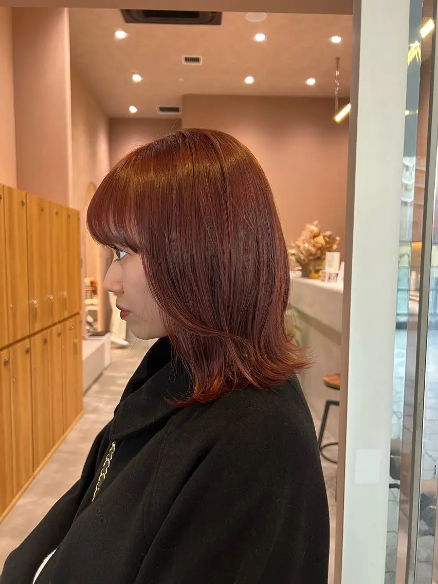 ミディアム カラー ブリーチ ダブルカラー ブリーチなしカラー ピンクカラー ボブ/ベージュ /kazui🐈のヘアスタイル
