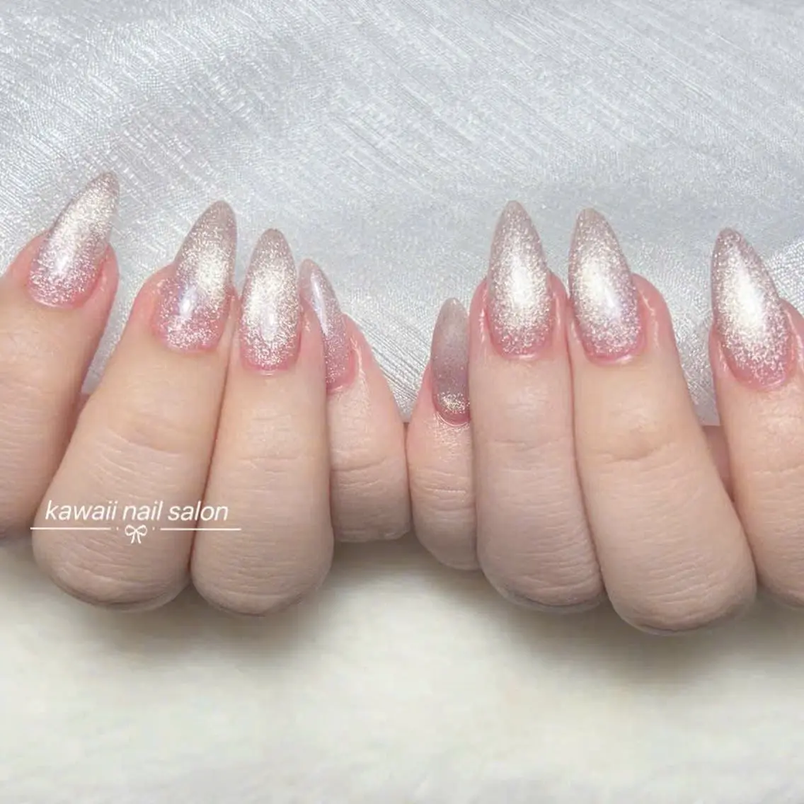ネイル チークネイル ドット 長さ出し フレンチネイル 韓国ネイル ハンドネイル ハンドケア Kawaii Nail Salonのネイルデザイン