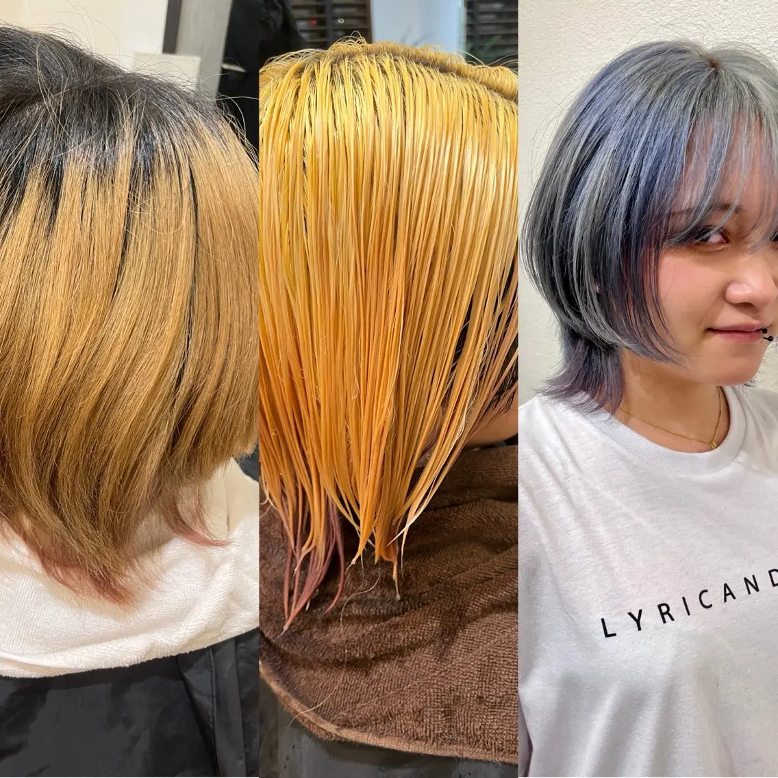 ミディアム カラー ベージュカラー ブリーチ ブルーカラー 柔らかい艶暖色 レイヤー🫧姫汝のヘアスタイル