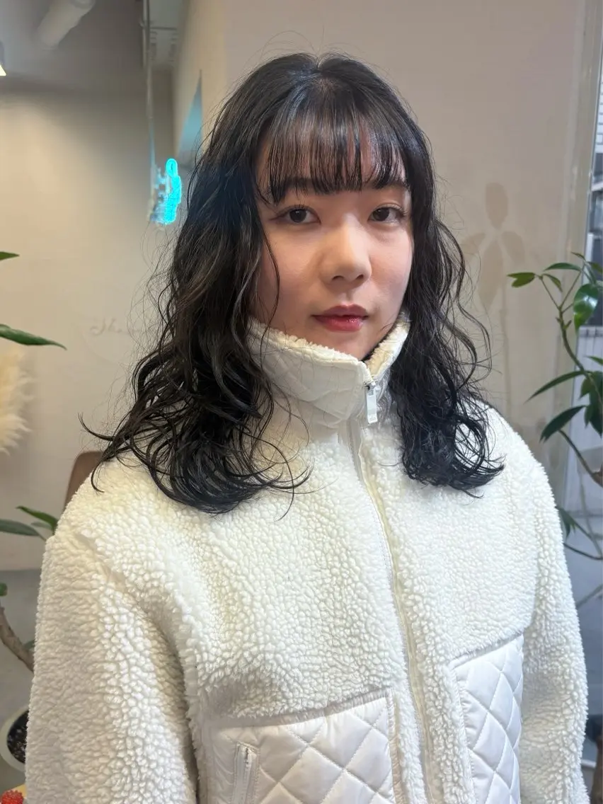 セミロング パーマ セミロングパーマ 韓国風ヘア カット パーマ トリートメント ヘアセット 💎韓国風レイヤー /ボブ💎Namiのヘアスタイル