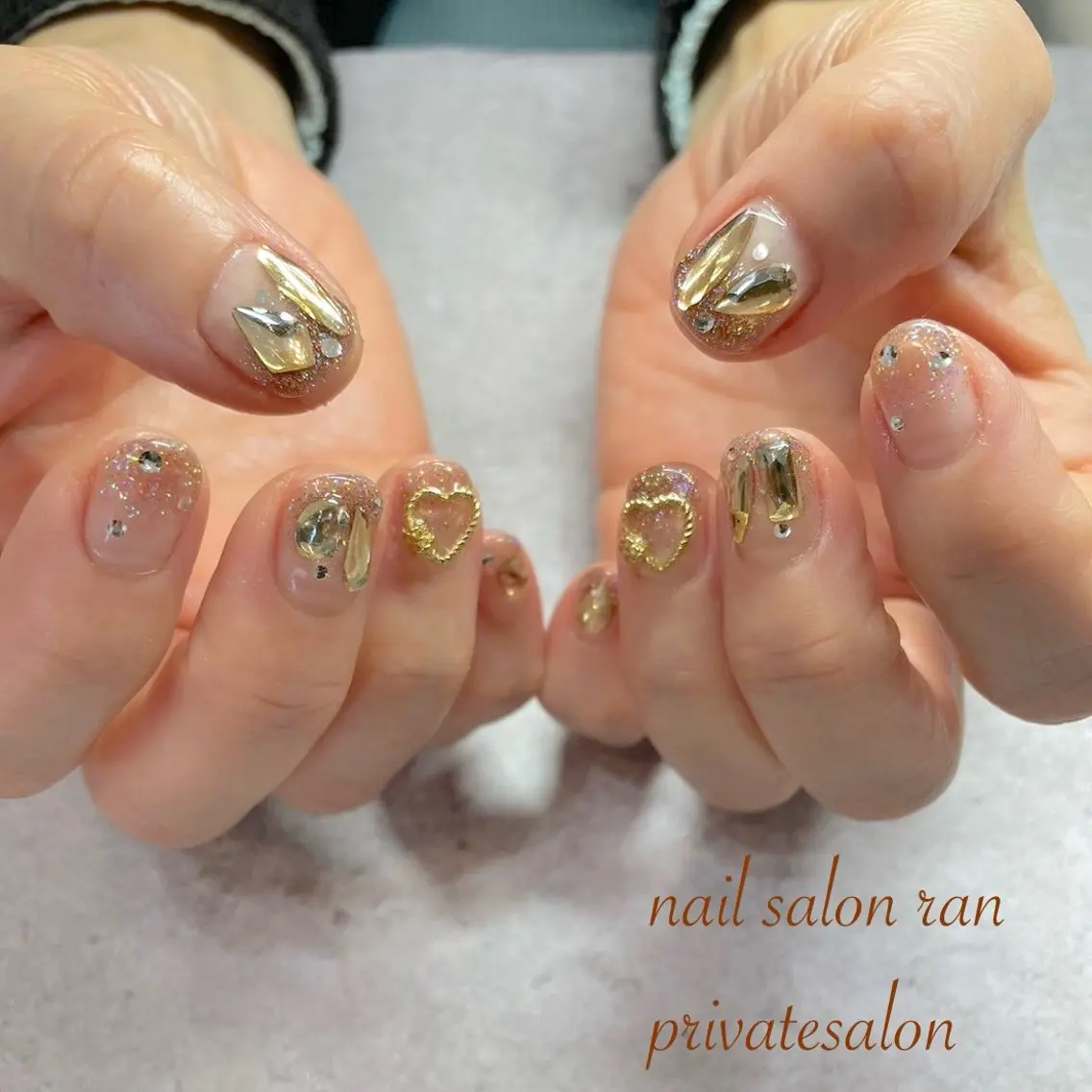 ネイル クリアネイル グラデーション ハート キラキラネイル ラメ(グリッター) nailsalon ranのネイルデザイン