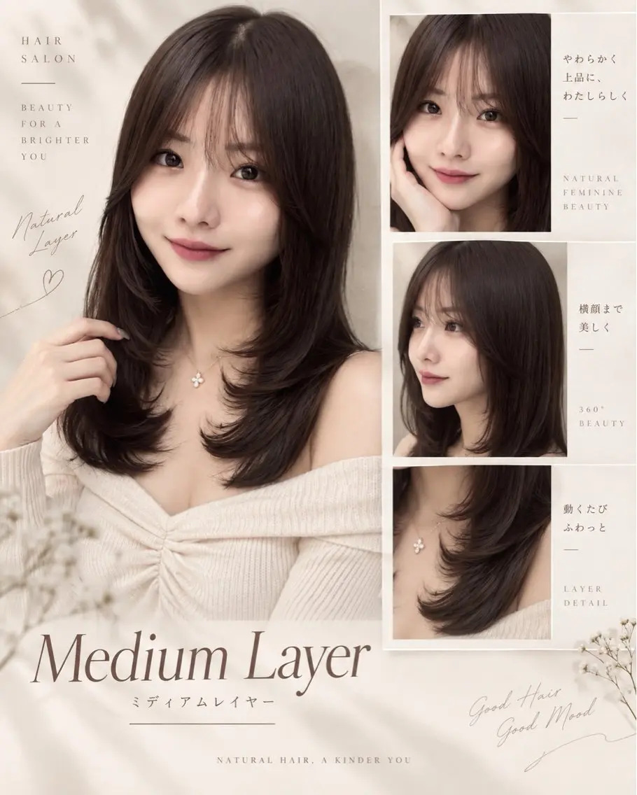 ミディアム カラー カット ヘアカラー トリートメント 🦋韓国風レイヤー/ 艶髪矯正🦋凛太郎のヘアスタイル