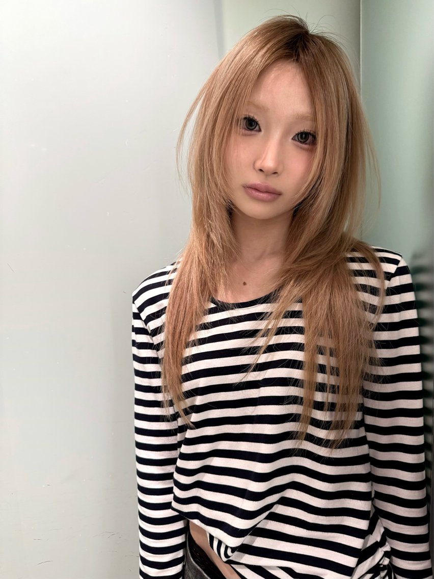 ロング ハッシュカット カット ヘアカラー トリートメント anna 韓国レイヤ ー/ ハッシュカットのヘアスタイル