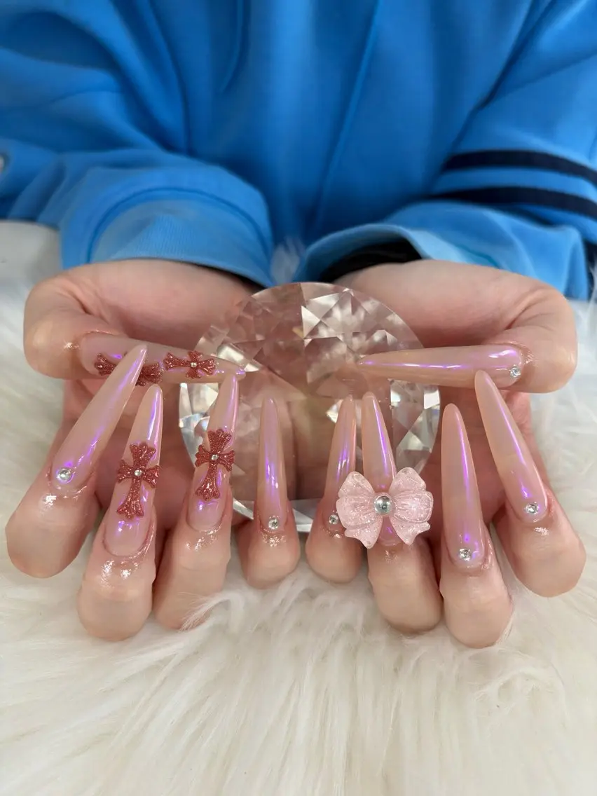 ネイル アートネイル オーロラネイル チークネイル 長さ出し フットネイル Chan nailsのネイルデザイン