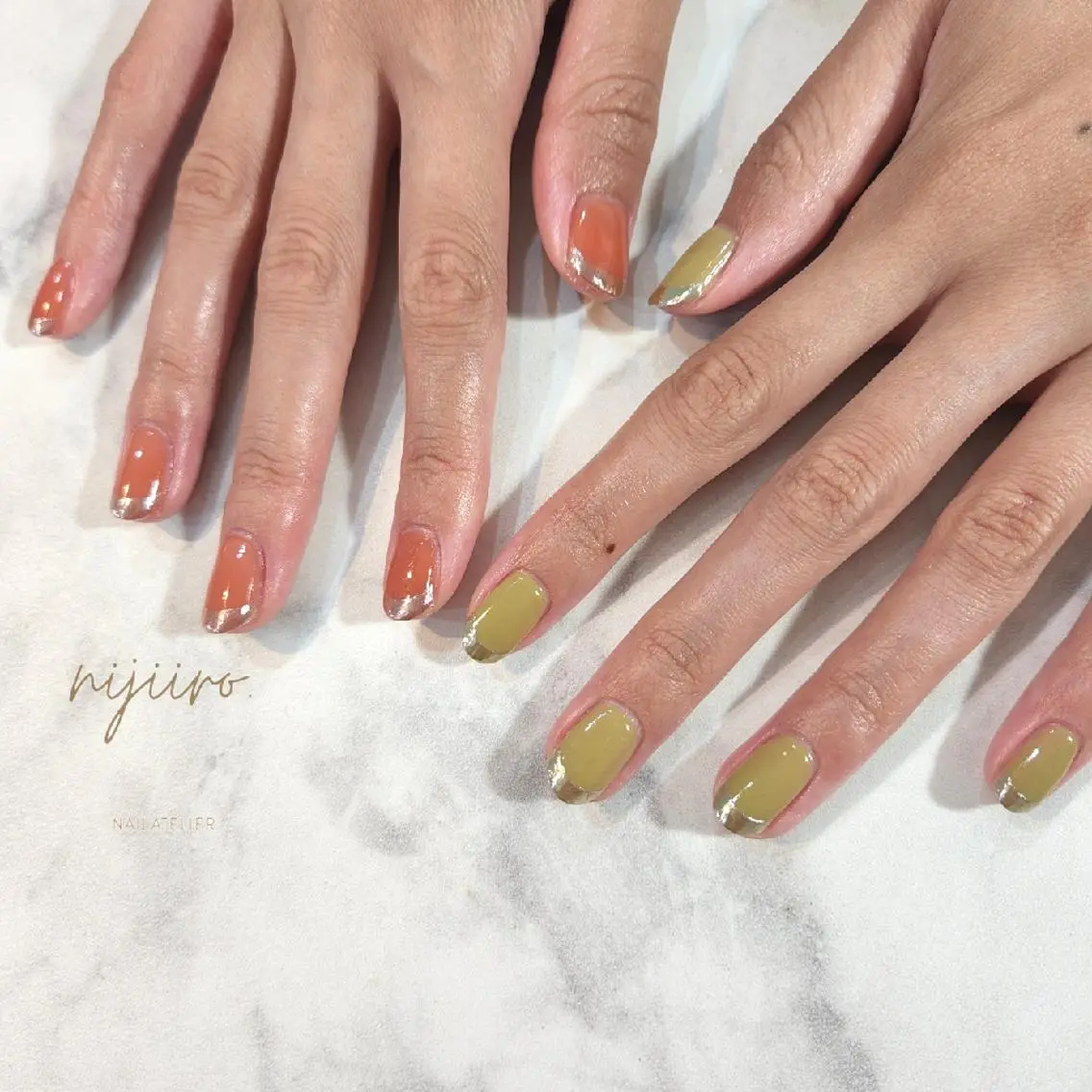 ネイル フレンチネイル ミラーネイル ハンドネイル nijiiro🌈 サトウのネイルデザイン