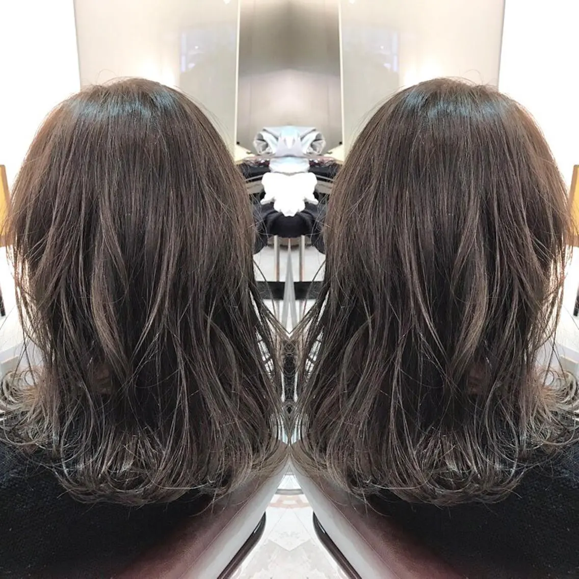 ミディアム カラー グレージュ ハイライトカラー ハイライト 青木 茂樹⭐️ 透明感カラーのヘアスタイル