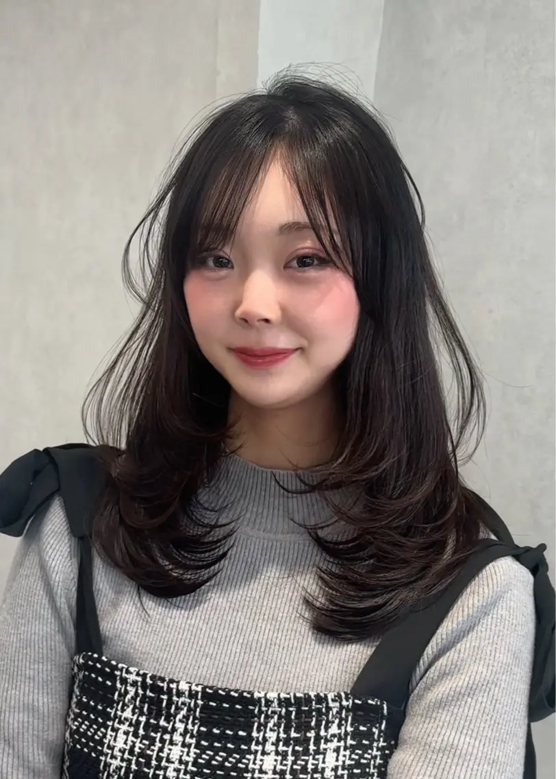 セミロング カット ヘアカラー トリートメント 結べるレイヤーカット /カラー/あさかのヘアスタイル