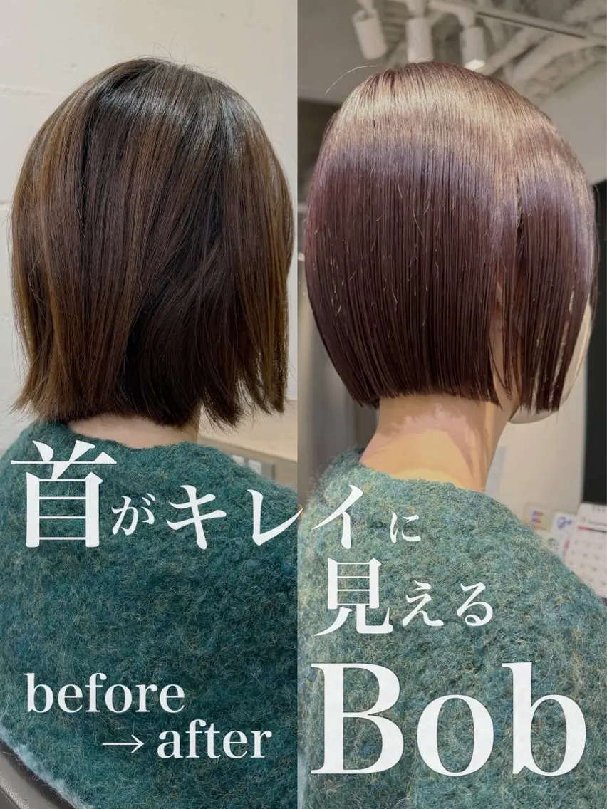ショート 切りっぱなしボブ ボブ 縮毛矯正 川本 裕🌿のヘアスタイル