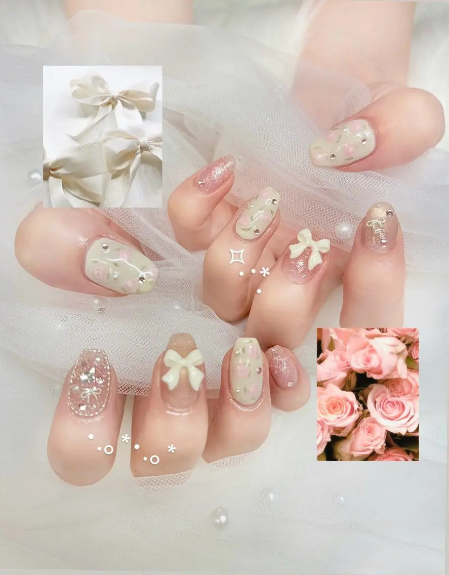 ネイル アートネイル リボン Hal nail立川 *yuunaのネイルデザイン