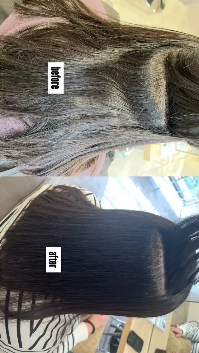 セミロング カラー パーマ 縮毛矯正 縮毛矯正 / 透明感カラー首藤大翔のヘアスタイル
