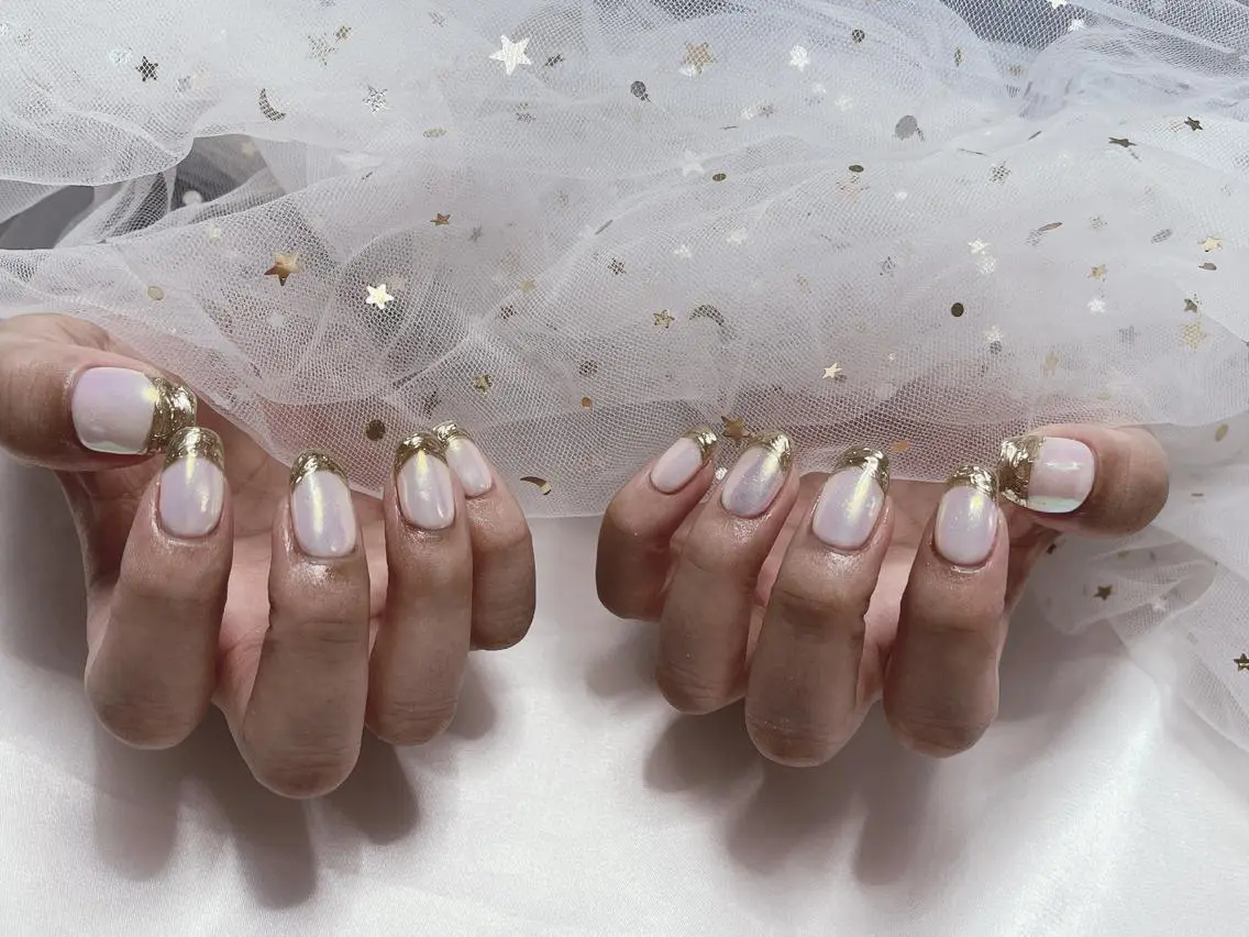 ネイル フレンチネイル ミラーネイル ジョリ kasumi🌹💅のネイルデザイン