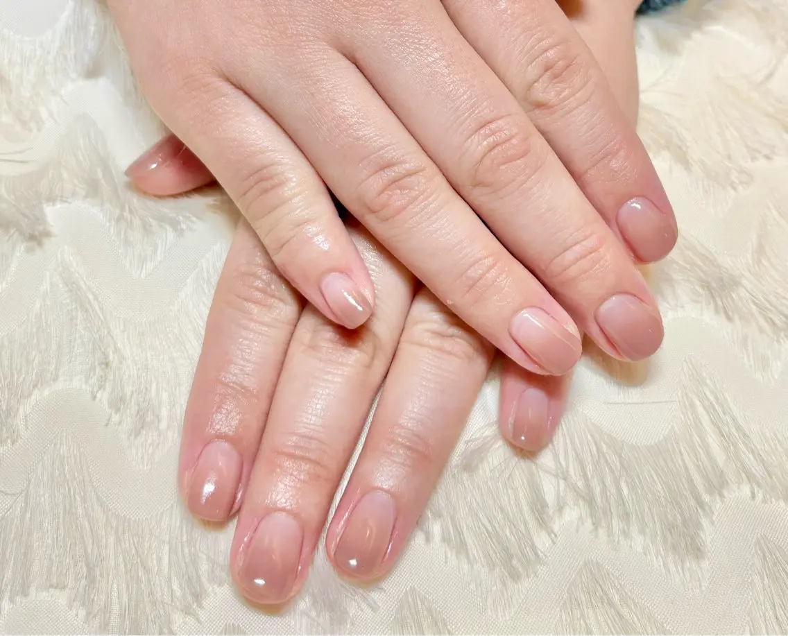 ネイル ブラウン グラデーション ピンク ハンドネイル パラスパガーデン ♡齊藤歩のネイルデザイン
