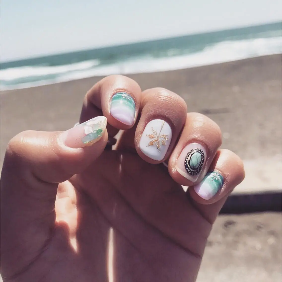 ネイル アートネイル 持ち込み 春ネイル 夏ネイル ハンドネイル miel nailのネイルデザイン