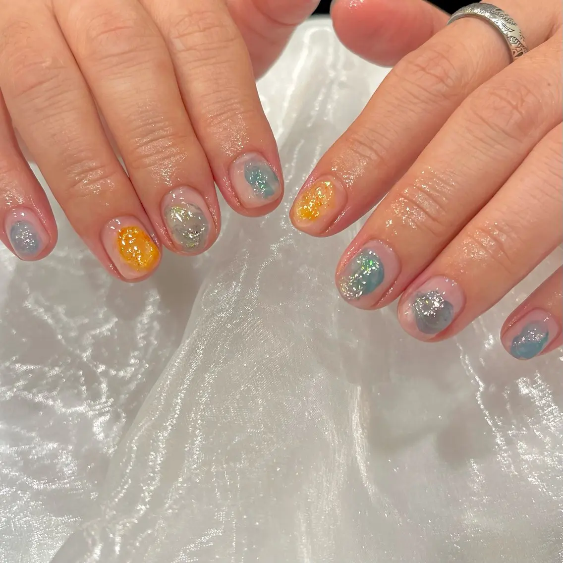 ネイル クリアネイル ニュアンスネイル ぷっくりネイル 夏ネイル ハンドネイル COCO NAILのネイルデザイン