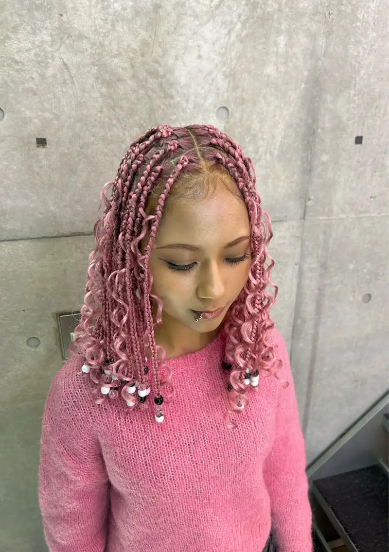 ミディアム ヘアアレンジ エクステ HARURU🪮✨ ブレイズ海外ヘアのヘアスタイル