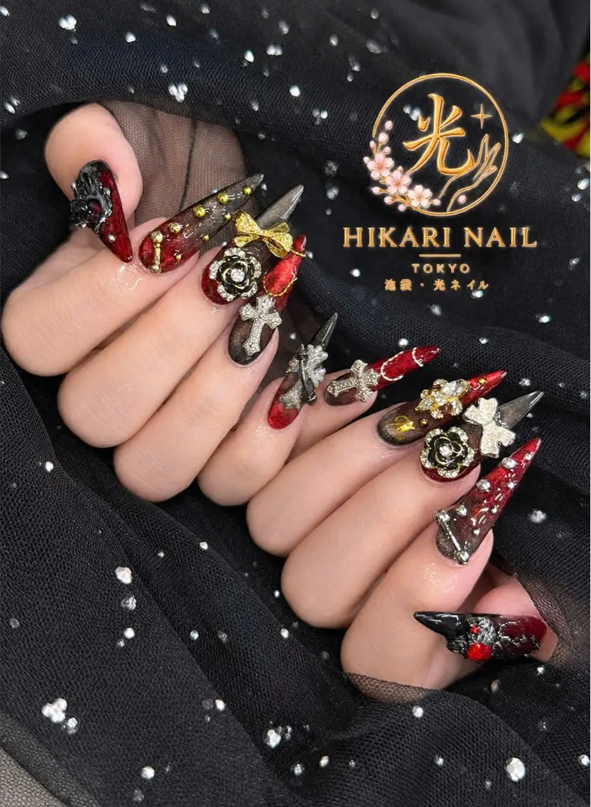 ネイル チークネイル 長さ出し フレンチネイル ガーリー ハロウィン ハンドネイル HikariNail Ikebukuroのネイルデザイン