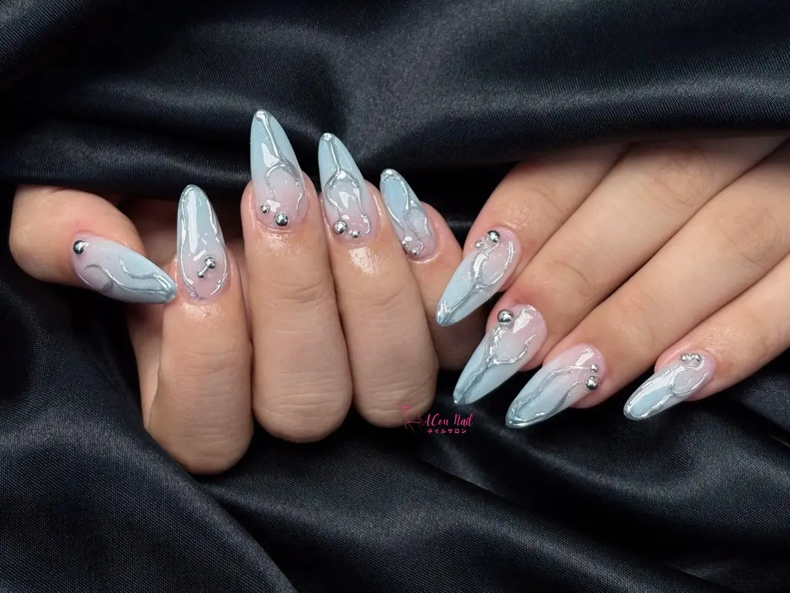 ネイル 桜ネイル 長さ出し フラワーネイル フレンチネイル ジェルネイル ハンドネイル ACon NailSalonのネイルデザイン