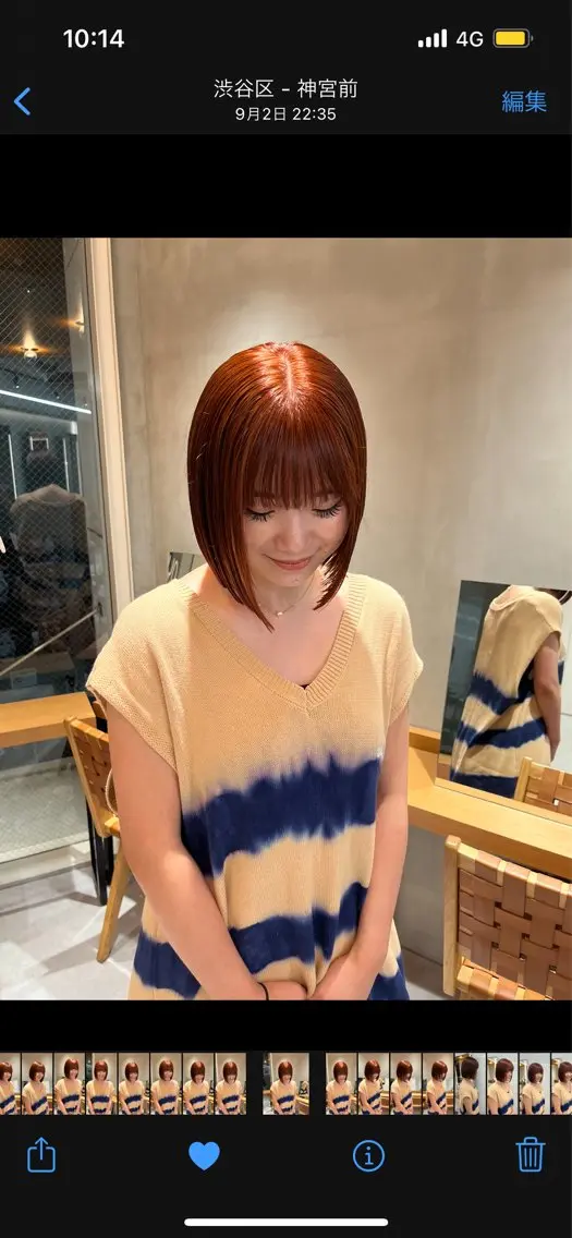 ミディアム カラー カット ヘアカラー トリートメント 縮毛矯正ボブ&顔まわ レイヤー♡TOMOEのヘアスタイル