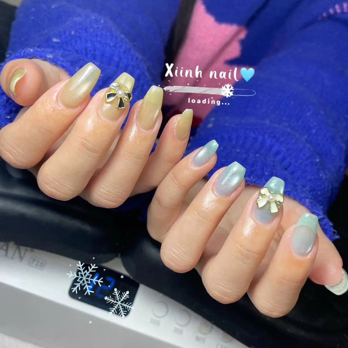 ネイル ブラウン チークネイル 桜ネイル 長さ出し フットネイル ハンドネイル XIINH NAIL SALONのネイルデザイン