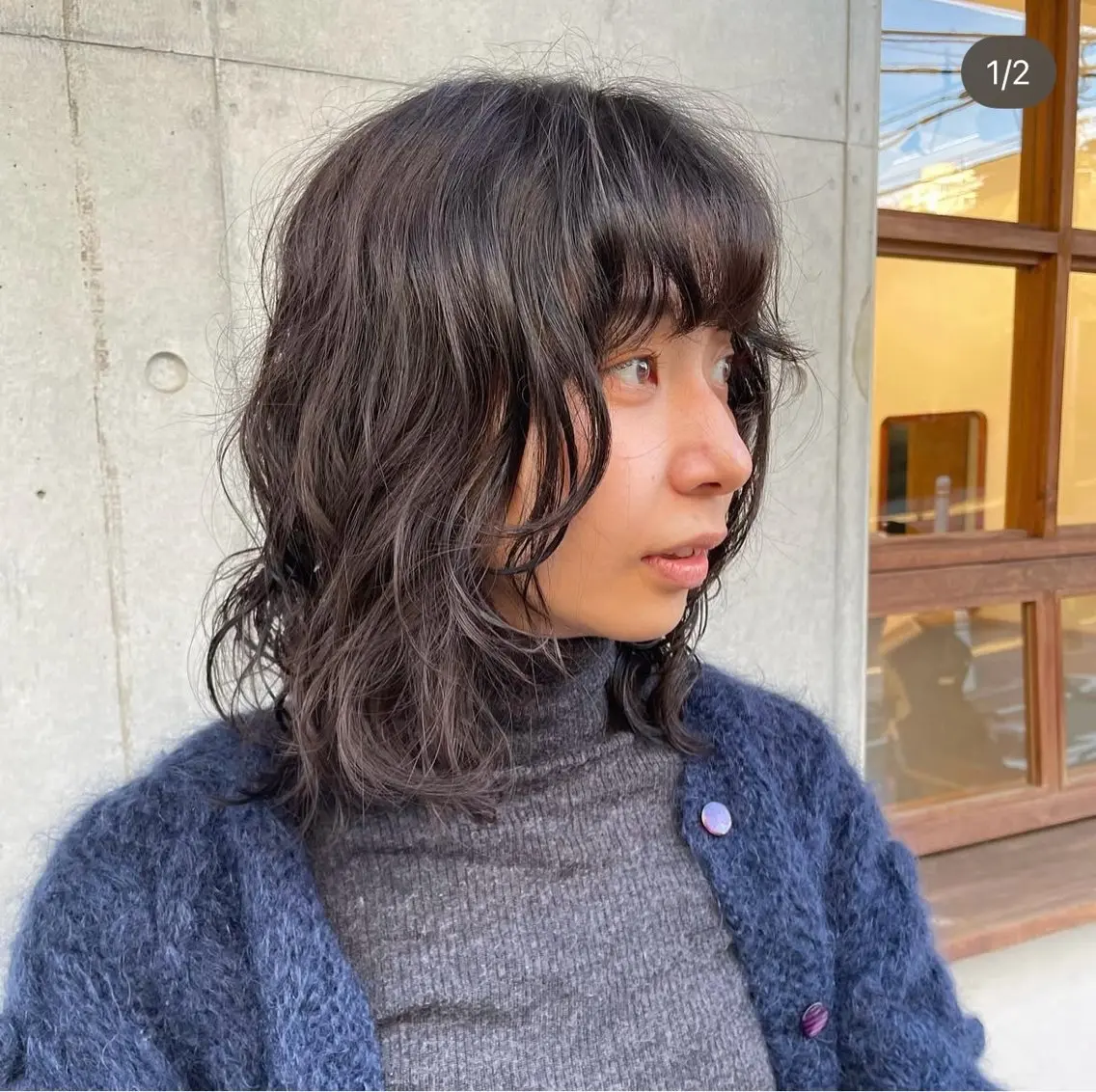 ミディアム パーマ カット パーマ ショートウルフくせ毛 お任せくださいのヘアスタイル