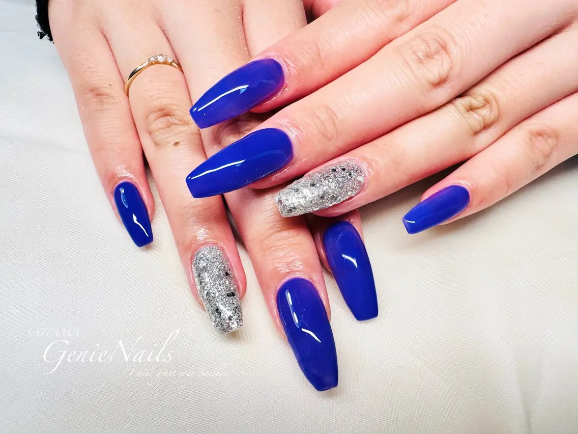 メンズ ネイル アートネイル 長さ出し 氷ネイル・うるうるネイル ロングネイル 持ち込み Genie Nailsのネイルデザイン