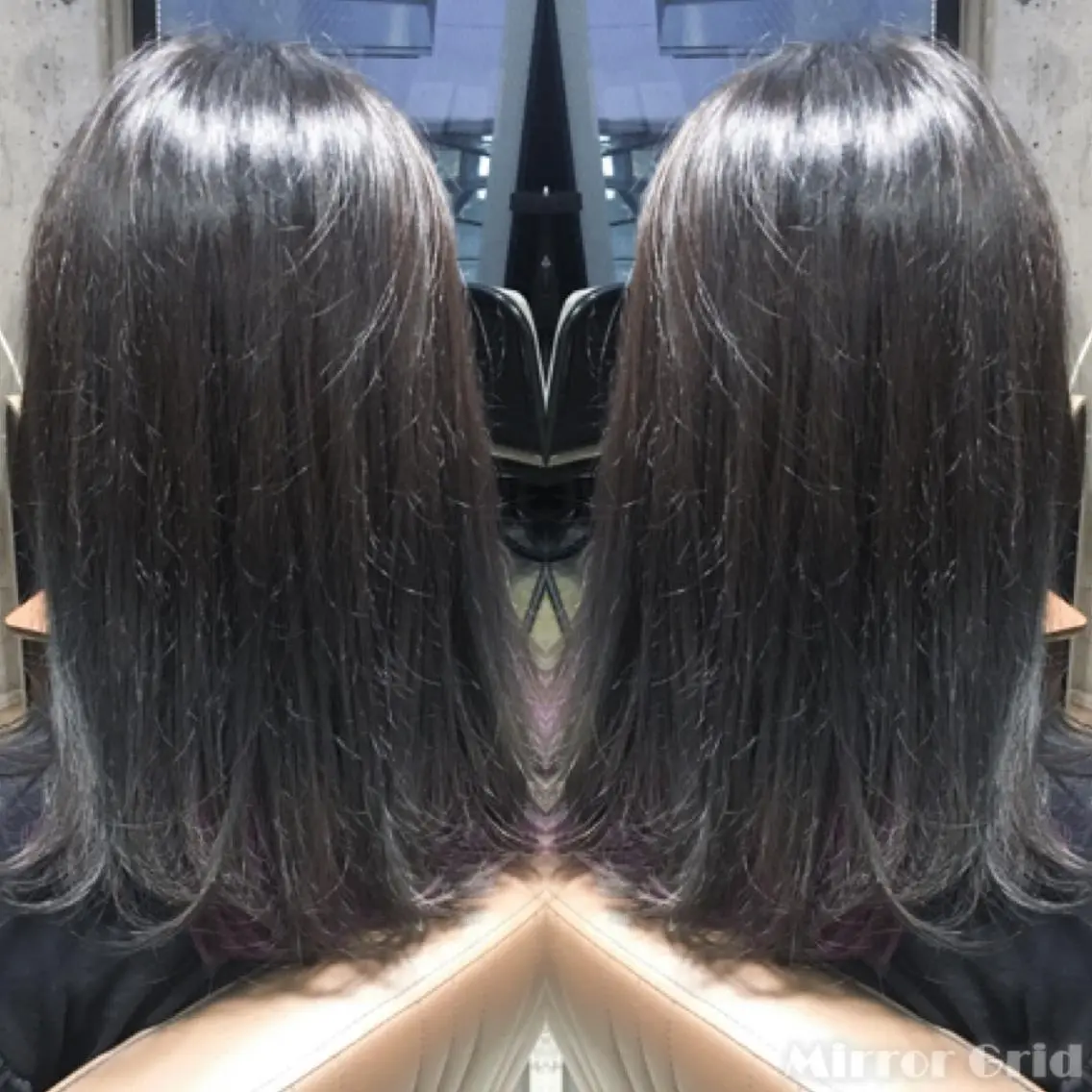 セミロング カラー ダークグレー パープルカラー 北條 優輝のヘアスタイル