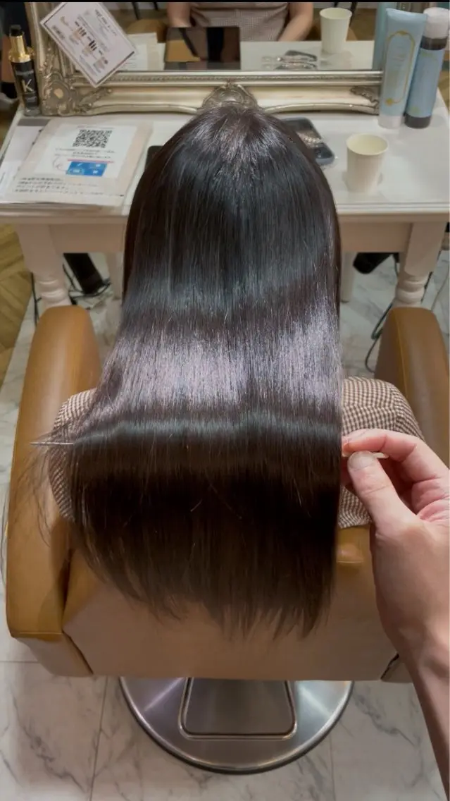 ロング 髪質改善 韓国風ヘア レイヤーカット ロング 縮毛矯正 カット ヘアカラー 縮毛矯正 トリートメント 美髪縮毛矯正🩶 髪質改善/Shinaのヘアスタイル