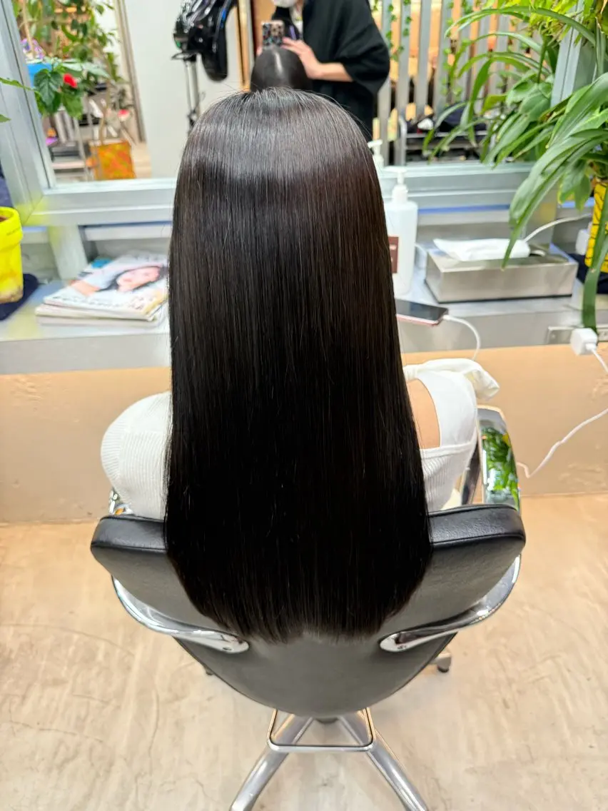 ロング ヘアカラー 縮毛矯正 トリートメント 乾かすだけでまとまる /髪質改善西村涼太のヘアスタイル