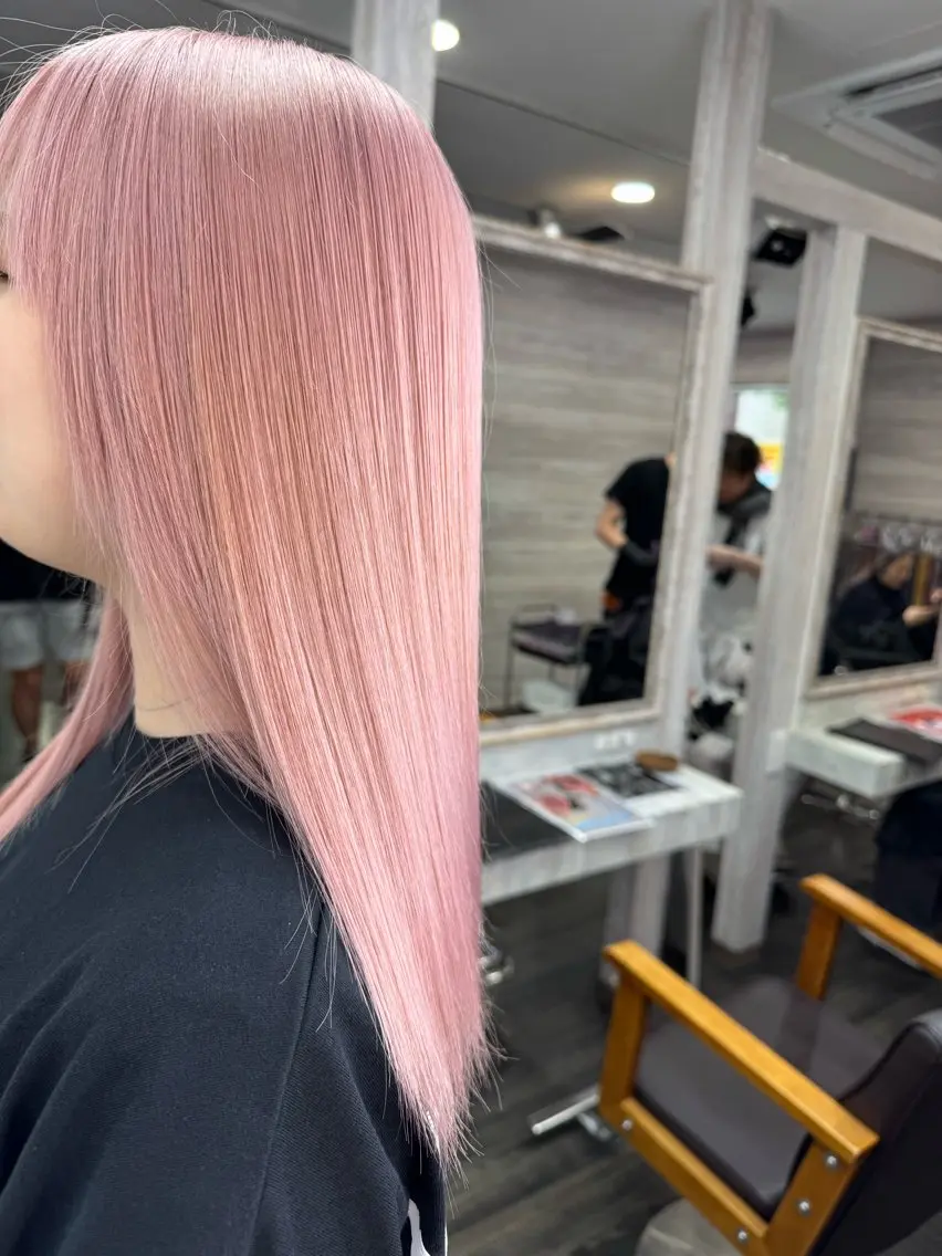 ロング カラー ダブルカラー ピンクカラー ホワイトピンク ヘアカラー Lohas Asatoのヘアスタイル