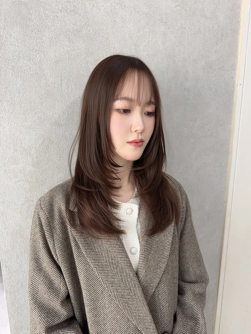 ロング カラー アッシュ アッシュブラウン ベージュカラー 黒髪 ブリーチ カット ヘアカラー トリートメント 赤み無し柔らかカラー 【梅田】madokaのヘアスタイル
