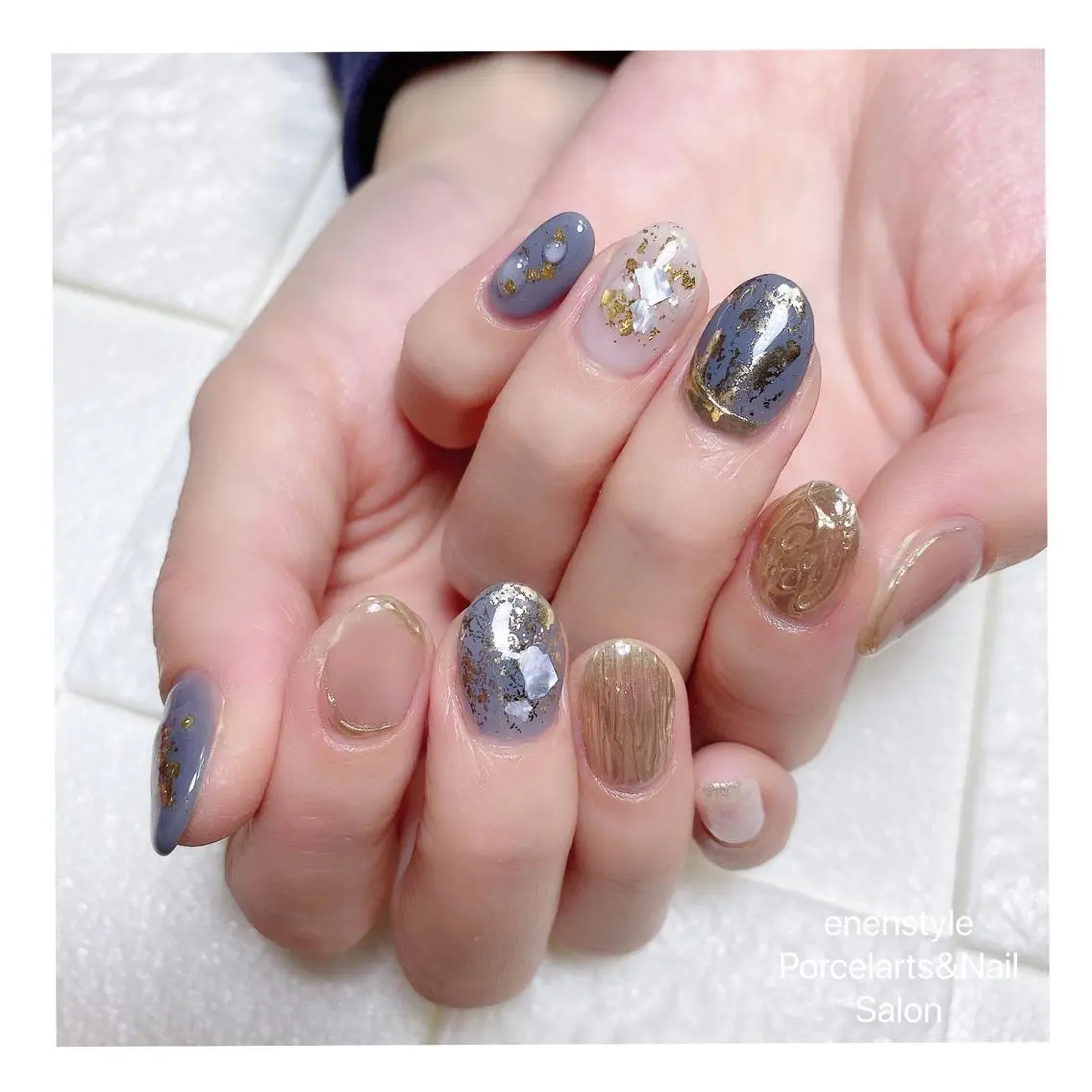 ミディアム ネイル ハンドネイル 🐾enen style 🐾のネイルデザイン