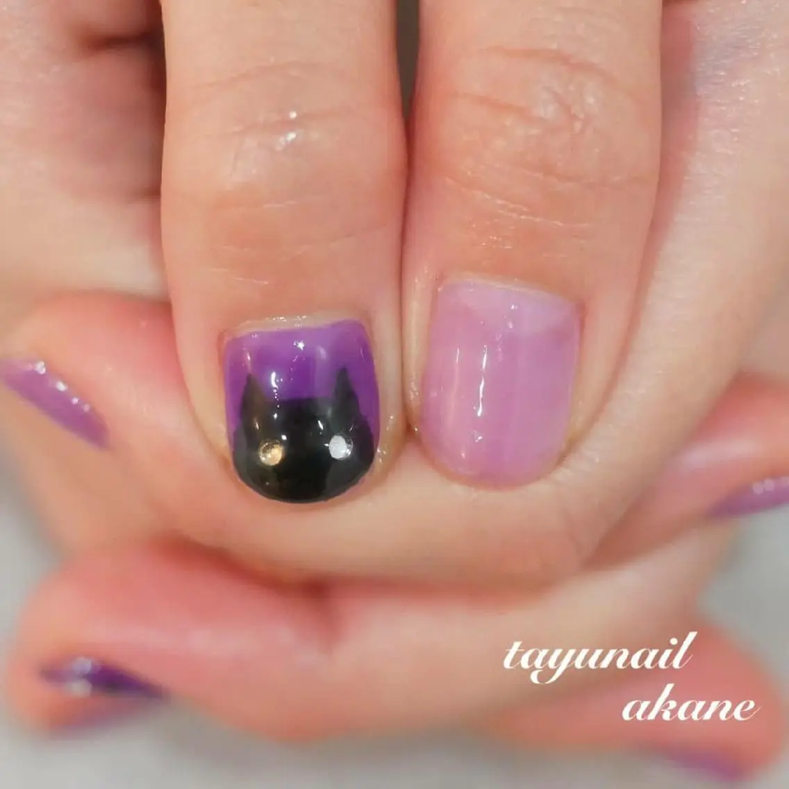 ネイル ブルー ジェルネイル ハロウィン パラジェル パープル ネイルサロン 【たゆnail】のネイルデザイン