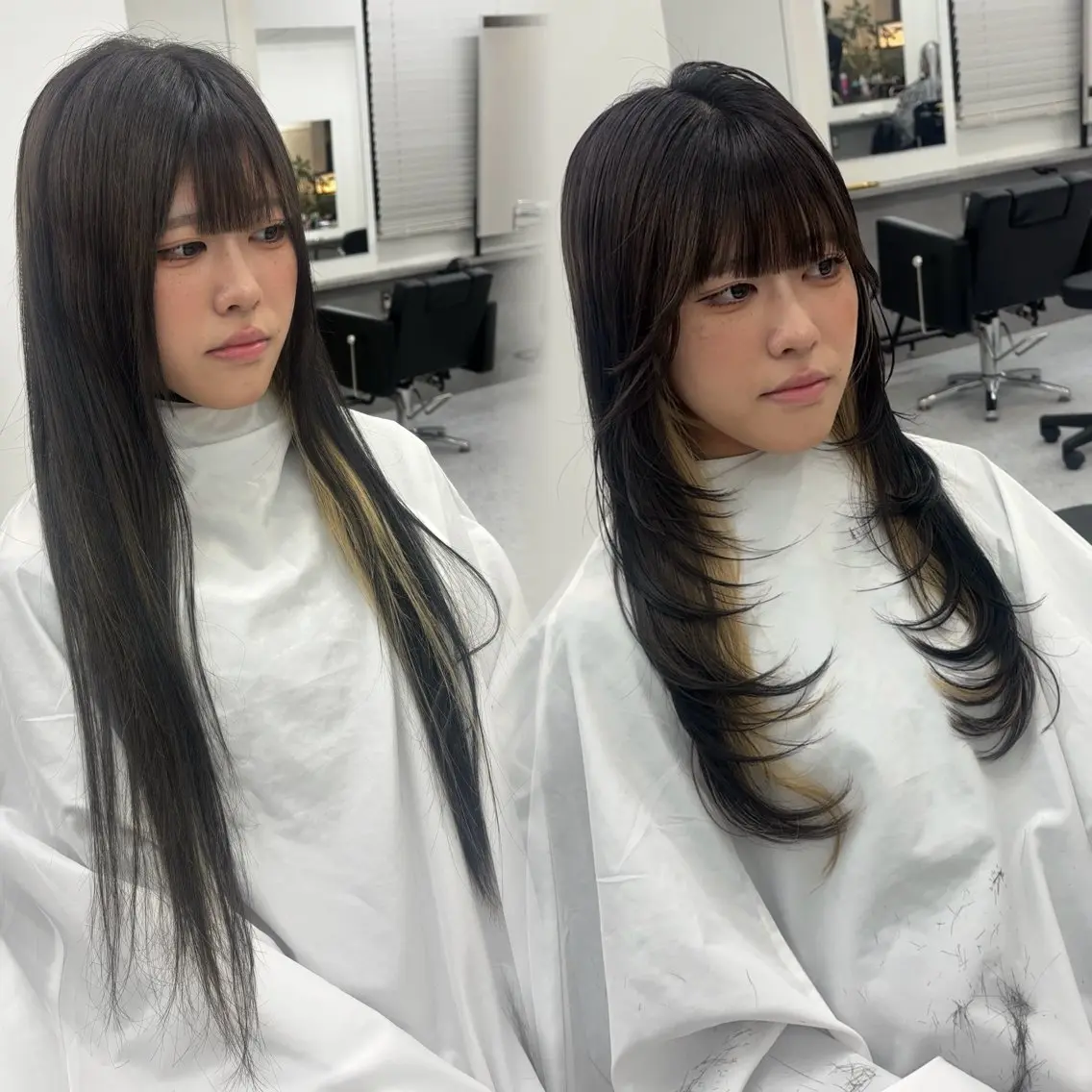 ロング カット 韓国レイヤー艶カラー ブリーチ otohaのヘアスタイル