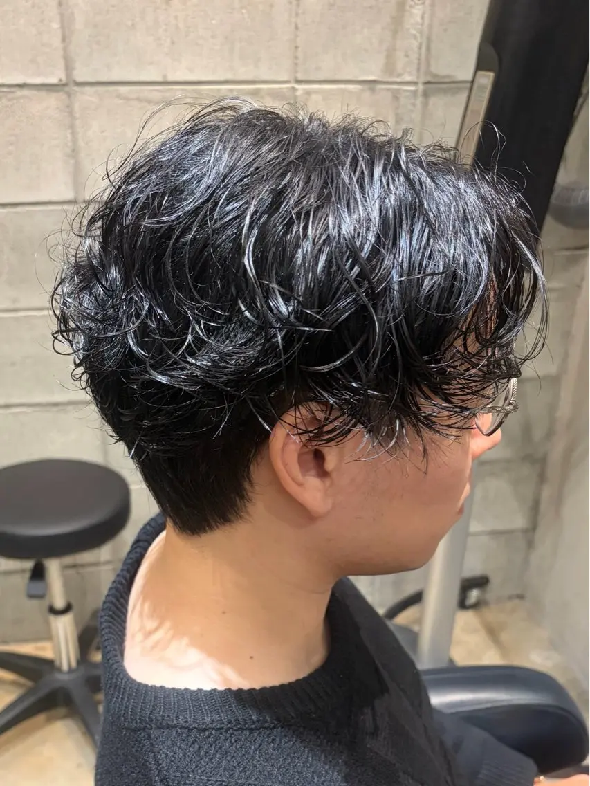 パーマ メンズ メンズパーマ シャドーパーマ カット パーマ みわ/博多 ブリーチ/メンズヘアのヘアスタイル