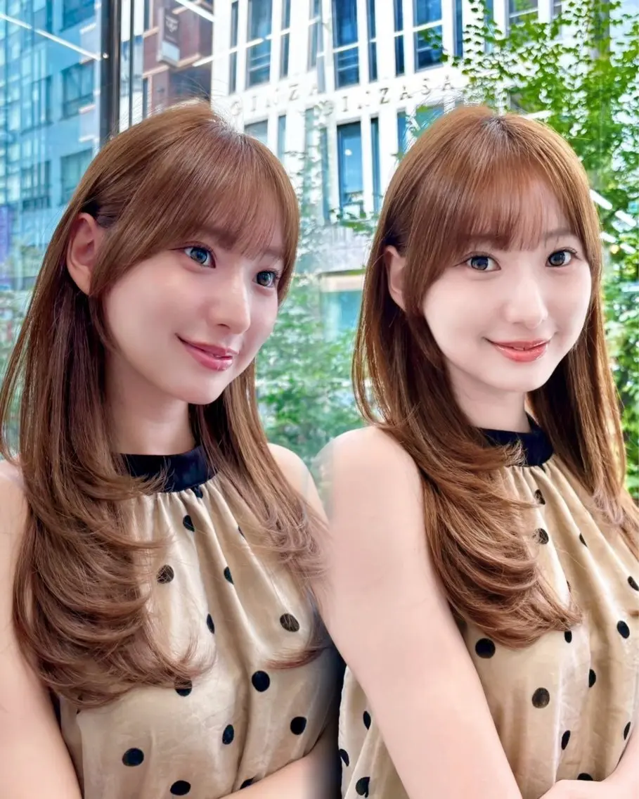 ロング 顔周りカット 韓国風ヘア レイヤーカット カット ヘアカラー トリートメント 韓国レイヤー/ ハッシュカットひなたのヘアスタイル