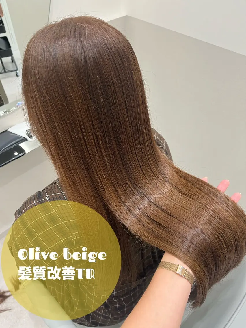 セミロング カラー ヘアアレンジ オリーブカラー オレンジ 🥀暖色韓国ヘア💕 保科侑花のヘアスタイル