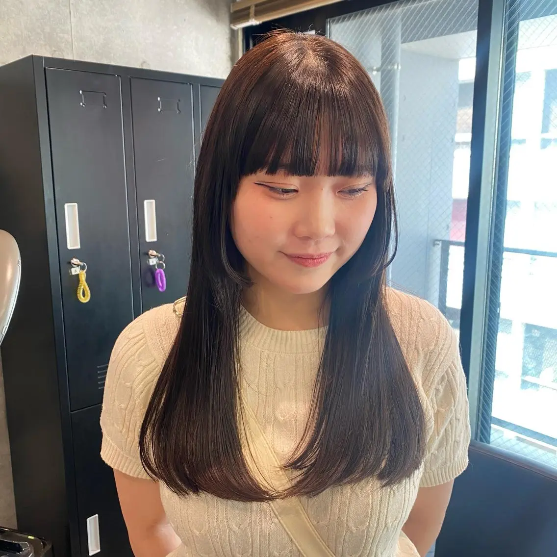 ロング カラー 縮毛矯正 🩶レイヤーカット 🩶柔らかカラー結愛のヘアスタイル